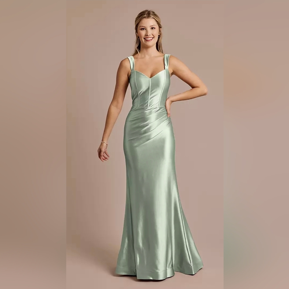 Dusty Sage Mermaid Bridesmaid Dress with Sweetheart Bodice